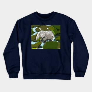 Elephant Illustration Crewneck Sweatshirt